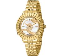 Roberto Cavalli by Franck Muller Montre analogique à Quartz pour Femme avec Bracelet en Acier Inoxydable RV1L213M0051, Blanc Antique., Mode