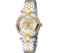 Roberto Cavalli by Franck Muller Montre analogique à Quartz pour Femme avec Bracelet en Acier Inoxydable RV1L204M0081, Gris Argent, Mode
