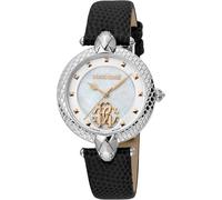 Roberto Cavalli by Franck Muller Montre analogique à Quartz pour Femme avec Bracelet en Cuir RV1L130L0011, Blanc Antique., Mode