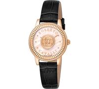 Roberto Cavalli by Franck Muller Montre analogique à Quartz pour Femme avec Bracelet en Cuir RV1L228L0021, Or Rose, Mode
