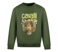 Roberto Cavalli CF062 Olive Homme Crew Neck Jumper