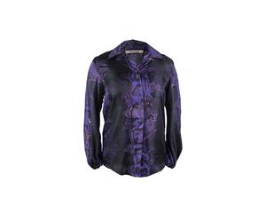 Roberto Cavalli, Femme, Blouses et Chemises, Violet, Taille: 42 FR Snake-Print Silk Shirt
