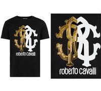 Roberto Cavalli Firenze Logo Imprimé de Luxe Ras Du Cou Col T-Shirt Retro Haut