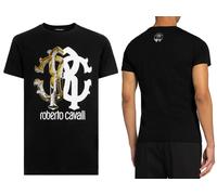 ROBERTO CAVALLI FIRENZE Logo Imprimé T-Shirt De Luxe À Col Rond Retro Taille L