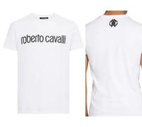 ROBERTO CAVALLI FIRENZE Logo Imprimé T-Shirt De Luxe À Col Rond Retro Taille L