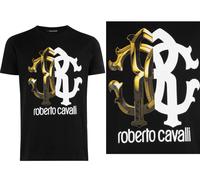 ROBERTO CAVALLI FIRENZE Logo Imprimé T-Shirt De Luxe À Col Rond Retro Taille L
