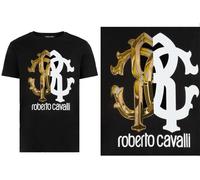 ROBERTO CAVALLI FIRENZE Logo Imprimé T-Shirt De Luxe À Col Rond Retro Taille L