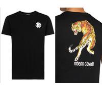 Roberto Cavalli Firenze Tiger Logo Imprimé Luxe Col Rond T-Shirt Haut XL