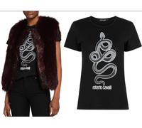 Roberto Cavalli Imprimé Serpent Monogramme T-Shirt En Coton Top Lounge Iconique