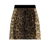 Roberto Cavalli - Mini-jupe à sequins imprimé léopard - Femme - Jupes - Beige - Taille: 42 FR