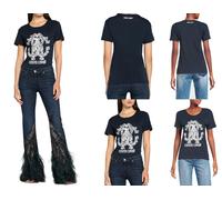 Roberto Cavalli RC Lynx-Print Monogram Coton T-Shirt Salon Emblématique T-Shirt
