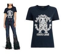 Roberto Cavalli Rc Lynx-Print Monogram T-Shirt En Coton Top Lounge Iconique M