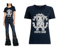 Roberto Cavalli Rc Lynx-Print Monogram T-Shirt En Coton Top Lounge Iconique XL