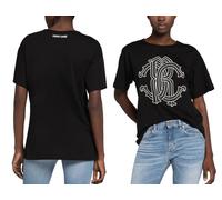ROBERTO CAVALLI RC MONO LOGO OVERSIZE COTON T-SHIRT TOP LOUNGE ICONIQUE SHIRT M