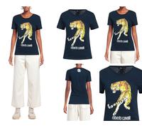 Roberto Cavalli Rc Tiger Print Logo Coton T-Shirt Top Lounge Iconique Shirt L