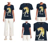 Roberto Cavalli Rc Tiger Print Logo Coton T-Shirt Top Lounge Iconique Shirt Wow
