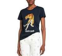 Roberto Cavalli Rc Tiger Print Logo Coton T-Shirt Top Lounge Iconique Shirt XS
