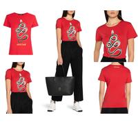 Roberto Cavalli Serpent Imprimé Monogram Coton T-Shirt Salon Emblématique HAUT S