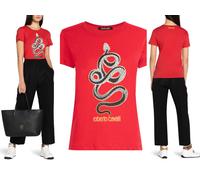 Roberto Cavalli Serpent Imprimé Monogram Coton T-Shirt Salon Iconic Chemise