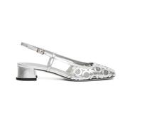 Roberto Festa - Escarpins Slingback en Cuir Argenté et Tissu - Femme - Chaussures - Gris - Taille: 39 EU