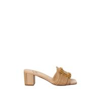 Roberto Festa - Sandale en raphia avec boucle ornée de bijoux - Femme - Chaussures - Brun - Taille: 36 EU