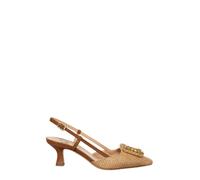 Roberto Festa - Sandale Slingback en raphia et cuir - Femme - Chaussures - Brun - Taille: 37 1/2 EU