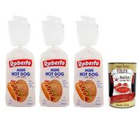 Roberto Mini pain pour hot dog, paquet de 300 g, chaque paquet contient 8 hot dogs + Italian Gourmet Polpa di Pomodoro 400 g