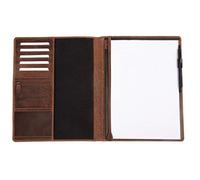 Roberto Romano 48216 Porte-documents en cuir véritable avec passant pour stylo et 6 emplacements pour cartes de crédit Marron 32 x 26 cm