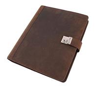 Roberto Romano 48217 Porte-documents DIN A4 avec serrure, organiseur à 6 compartiments, dossier de réunion en cuir Hunter avec mécanisme à anneaux, dossier de présentation env. 36 x 28 x 4,5 cm, gris
