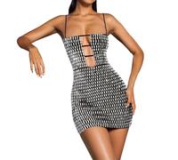 Robes à Paillettes Femme Mini Robe Métaillique Scintillantes à Bretelles Spaghetti Costume Robe courte scintillante à bretelles spaghetti pour femme, robe de cocktail pour invitée de mariage