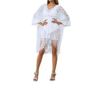 Robes africaines Élégant kimono de plage en dentelle pour femme Sexy Housse de maillot de bain légère pour les vacances à la mer et tenues d'été Robes blanches Filles Courtes, Blanc., taille unique