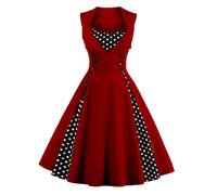 Robes années 1950 pour femme - Grande taille, vintage, à pois, coton, ligne A, plissée, balançoire, revers, décoration à double boutonnage, rockabilly, mariage, goûter, robes de style années 40