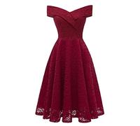 Robes courtes Vintage Fashion Floral Sexy Slim Dress Femmes Casual Solide Dentelle Brodée Robe Party Sexy Dentelle Robes Leurantes, rouge, M