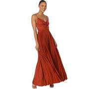 Robes de bal en satin bretelles spaghetti plissées robe de demoiselle d'honneur col en V robe d'invité de mariage, orange brûlé, XXL