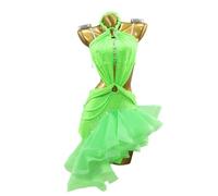 Robes De Compétition De Danse Latine pour Femmes Vêtements De Danse De Salon sans Manches Costumes De Danse Salsa Cha-Cha Jupe De Tango À Franges Superposées Performance,E,M