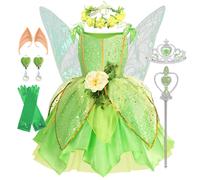 Robes de fée clochette d'été pour filles, Costume de Cosplay pour enfants, vêtements de princesse féerique à fleurs, tenue de fête de noël Tinker Bell G