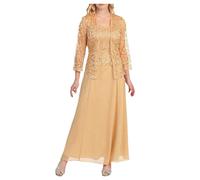 Robes De Mariage Grande Taille Robe De Soiree Mousseline Manches Longues Cocktail Dress Femmes Chic Et Glamour Dentelle Dresses Cardigan Ensemble 2Pcs Élégant Robes Imprimée