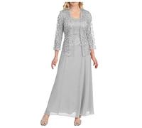 Robes De Mariage Grande Taille Robe De Soiree Mousseline Manches Longues Cocktail Dress Femmes Chic Et Glamour Dentelle Dresses Cardigan Ensemble 2pcs Chic Elegante Robe Imprimé