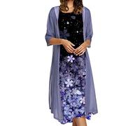 Robes De Mariage Grande Taille Robe De Soiree Mousseline Manches Longues Cocktail Dress Femmes Chic Et Glamour Dentelle Dresses Cardigan Ensemble 2Pcs Élégant Robes Imprimée