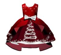 Robes De NoëL Filles,Robe de Noël pour Filles sans Manches avec Motifs de Père Noël et Bonhomme de Neige idéale pour fêtes de Noël et bals Tenue Festive pour Tout-Petits (Red, 7-8 Years)