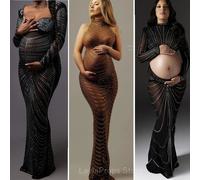 Robes de soirée en biscuits extensibles pour femmes enceintes, Maxi, Stretchy, Stretch Body-con, fur ses, Fit for Photo Shoot, Elégant KU036