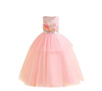 Robes de Soirée Enfant Filles Jupe sans Manches Col en Rond Robes Mariage Anniversaire Cake Smash Robe de Princesse Fête Dress d'anniversaire Ceremonie Mariage Robe Princesse Fille 8-12 Ans Pas Cher