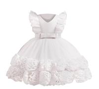 Robes de Soirée Enfant Robe Petite Fille Fleur Jupe sans Manches Col en V Bowknot Robes Mariage Anniversaire Cake Smash Robe de Soirée Princesse Fête Dress d'anniversaire Ceremonie Mariage Fête