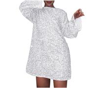 Robes de soirée - Robe Portefeuille Col V Robe Tunique Lâche épissure Sequin Brillant élégante Sexy Solide Robes d'anniversaire élégantes pour Robe Soiree Paillette