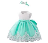 Robes De SoiréE- Robe Vintage De BaptêMe en Dentelle pour Petite Fille à NœUd Papillon Et Fleurs De MariéE Tutu Tenue pour Premier Anniversaire