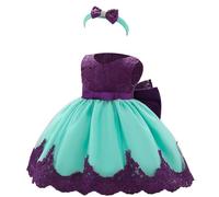 Robes De SoiréE- Robe Vintage De BaptêMe en Dentelle pour Petite Fille à NœUd Papillon Et Fleurs De MariéE Tutu Tenue pour Premier Anniversaire