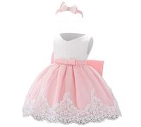 Robes De SoiréE- Robe Vintage De BaptêMe en Dentelle pour Petite Fille à NœUd Papillon Et Fleurs De MariéE Tutu Tenue pour Premier Anniversaire