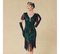 Robes de style années 1920 pour femmes, robes style Gatsby avec manches, robe des années folles pour les soirées Harlem L,M,S,XL,XXLCoutume populairePolyester