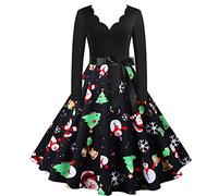 Robes décontractées à manches longues pour femmes, robe de fête de Noël, bal des finissants, robe de soirée des années 1950, robes maxi pour femmes, Noir , L