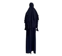 Robes décontractées pour femme, robe de prière musulmane, vêtement du Ramadan, Abaya Islam, Jilbeb, ensemble de 2 pièces, écharpe Khimar superposée, hijab et robe longue, robes maxi pour femme, noir